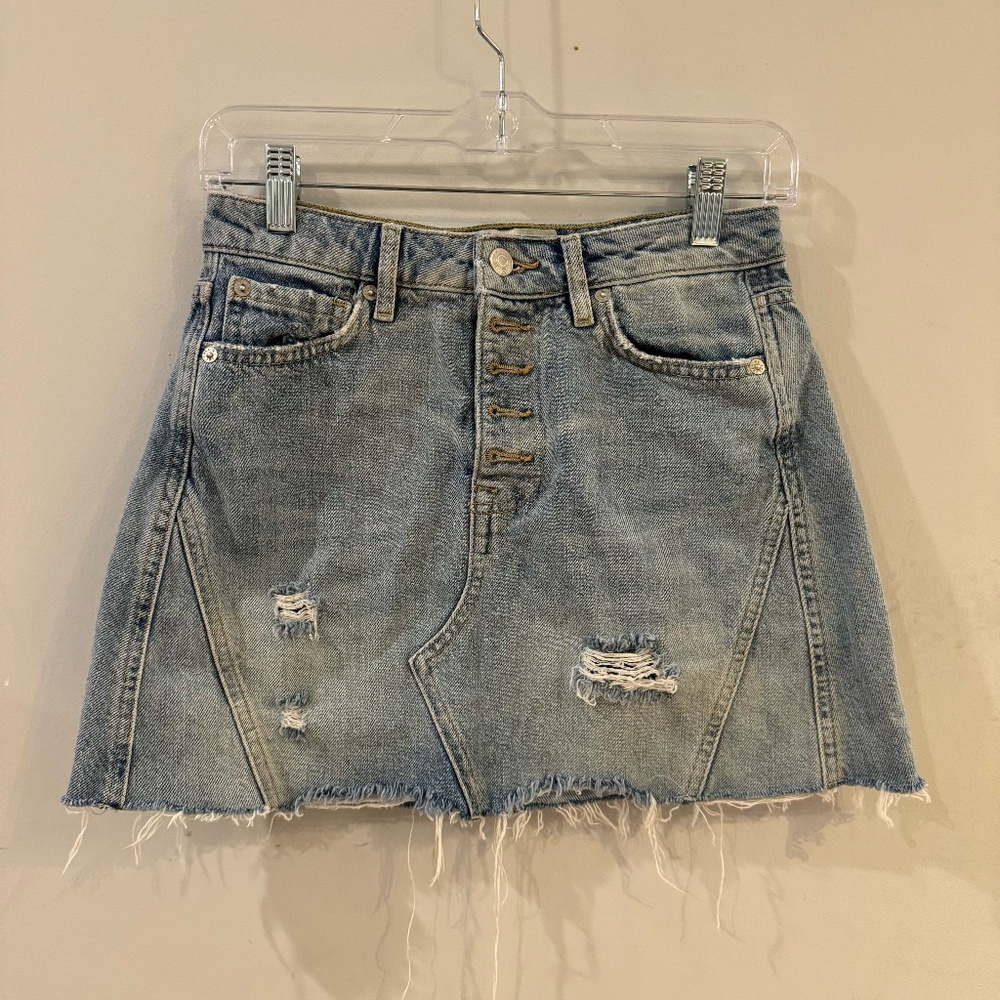 free people denim mini skirt
